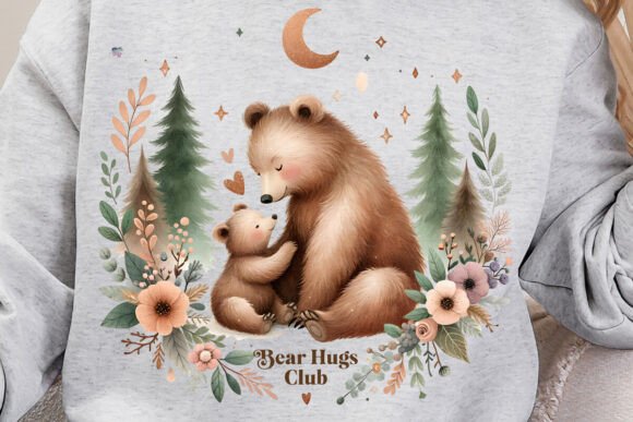 Bear Hugs Club Mama and Cub: Cozy Woodland Charm for Your Designs