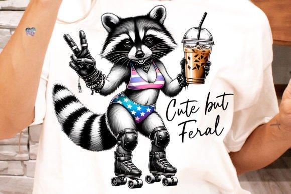 Cute but Feral: A Raccoon PNG for Bold Coffee Branding