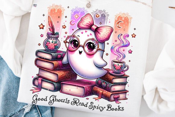 Good Ghouls Read Spicy Books: A Ghostly PNG for Bookish Creations