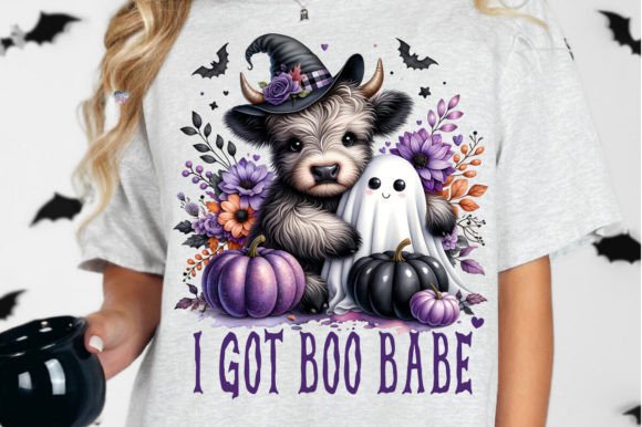 Highland Cow Cute Ghost PNG for Halloween Designs