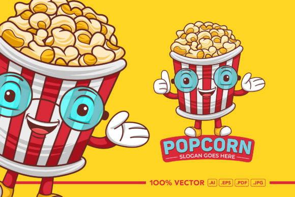Popcorn Mascot Logo Vector Graphic: A Snappy Branding Asset