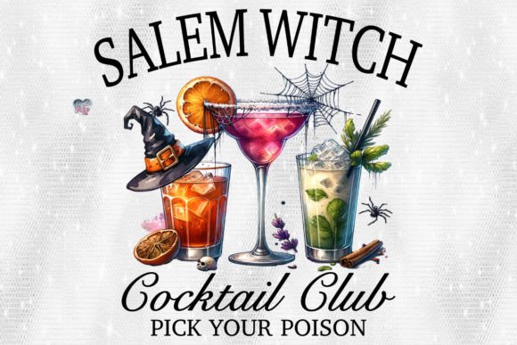 Salem Witch Cocktail Social Club PNG: Instant Gothic Design