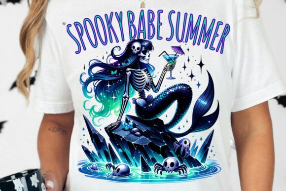 Spooky Babe Summer Goth Mermaid PNG: Dark Fantasy Design