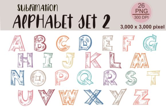 Sublimation Alphabet Set 2: Bold & Playful Fonts for Creative Projects
