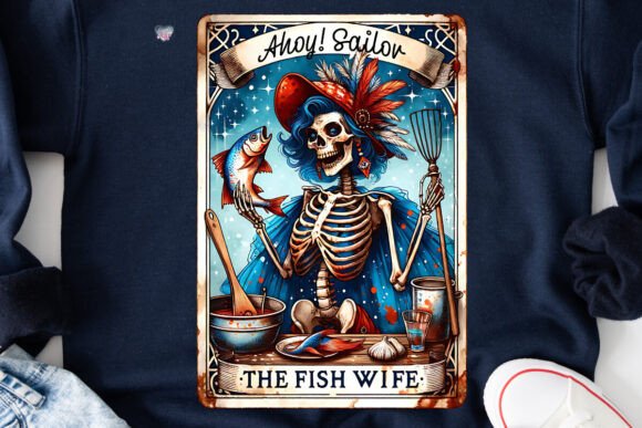 The Allure of The Fish Wife Skeleton Tarot Card PNG